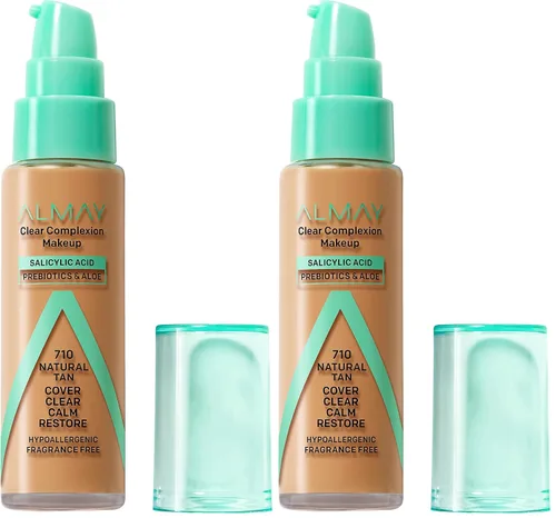 Vista 22 de Almay Clear Complexion - Base de maquillaje para acné con ácido salicílico, cobertura media, acabado mate suave, hipoalergénico, libre de crueldad