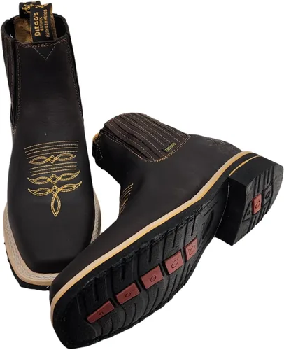 Vista 3 de Dona Michi Botas de Tobillo Cortas de Cuero Genuino para Hombre con Punta Cuadrada Hechas a Mano