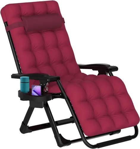 Vista 9 de ZENPETIO Silla de gravedad cero, sillas reclinables de camping con cojín