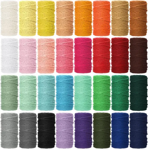 Vista 8 de 32 rollos de cuerda de macramé de 3 hebras de 0.079 in x 1760 yardas, cuerda de algodón natural a granel, cuerda de algodón