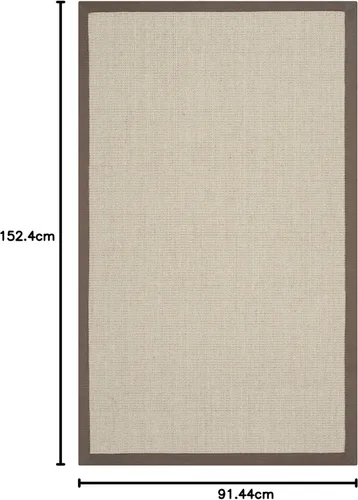 Vista 22 de Alfombra de sisal Safavieh, de color maíz y negro, tejida a mano, de la colección de fibras naturales; 5 x 8 pulgadas, NF441A, Tela, Gris / Gris