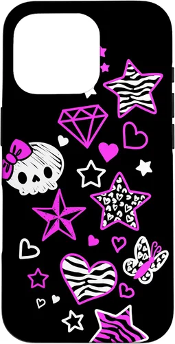 Vista 20 de Carcasa estética para iPhone 16 McBling Doodles Bimbo Trashy Y2K Animal Print Star