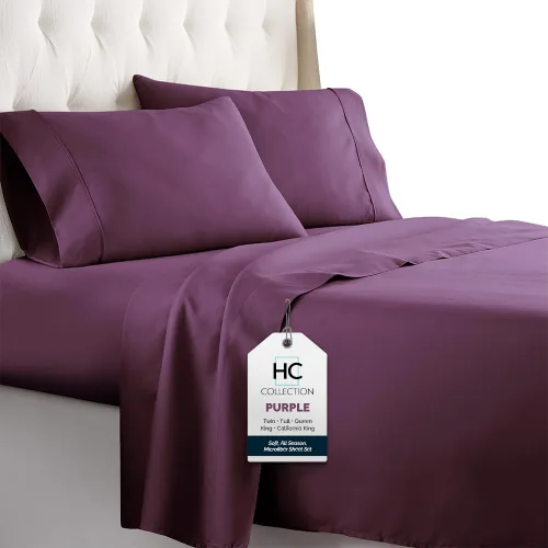 Vista 13 de HC COLLECTION Juego de sábanas para cama individual con 1 funda de almohada, sábanas de microfibra cepillada de 1800 hilos de lujo hotelero Serie