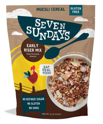 Vista 7 de Seven Sundays Farmers Market - Cereal orgánico Muesli de grosella y almendra, bolsa de 12 onzas, certificado sin gluten, sin OMG, sin azúcar