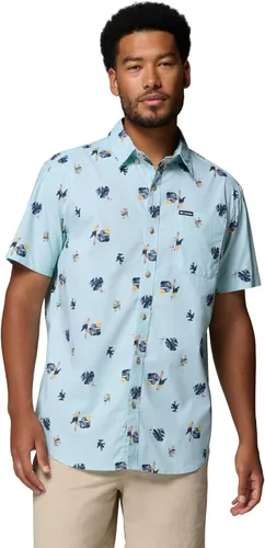 Vista 22 de Columbia - Camisa de manga corta para hombre Rapid Rivers con estampado, con cómodo elástico Colegial Navy Outback
