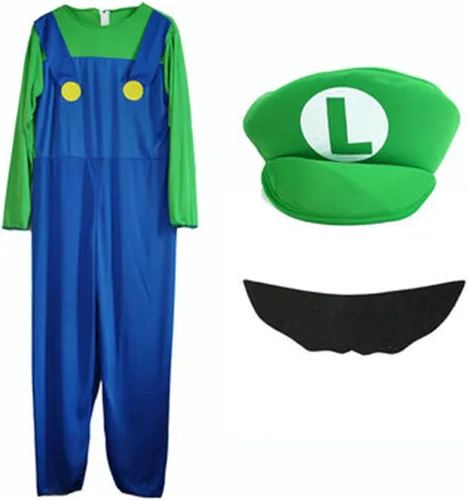 Vista 3 de VISVIC Super Costume Brothers - Disfraz de cosplay con sombrero de bigote para hombres mujeres adultos niños y adolescentes