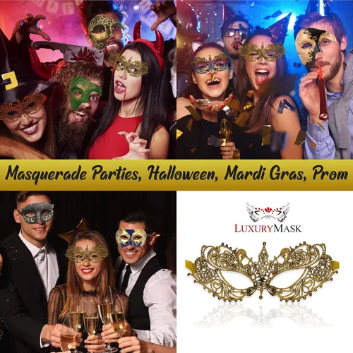 Vista 4 de Máscara de encaje para mujer, fiesta veneciana, graduación, Mardi Gras, Halloween