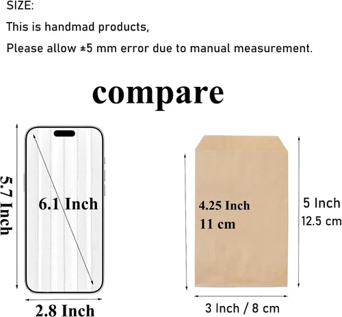 Vista 2 de Tendwarm 100 bolsas de papel kraft de tamaño pequeño de 3 x 5 pulgadas, tamaño pequeño, color marrón, bolsa de regalo plana para fiestas, bodas