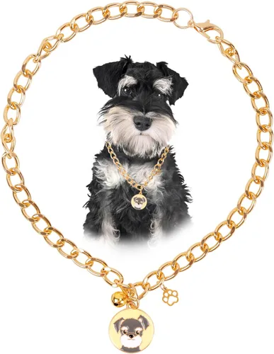 Vista 16 de HOWWFALY Collar para Perro y Cadena Collar para Gato de Acero Inoxidable Ajustable Collar en Forma de Corazón de Oro 18K para Mascotas Pequeñas