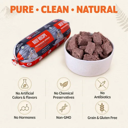 Vista 5 de Receta de carne de res y cordero: rollos de comida congelada prémium para perros de Nueva Zelanda, criados en pastos, de corral, pasteurizados