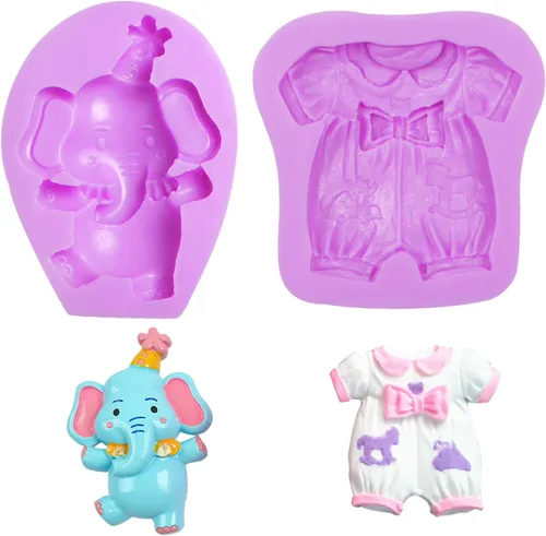 Vista 6 de Moldes de silicona para baby shower, pies de bebé, botella de mano, botón de ropa, fondant para decoración de pasteles, decoración de cupcakes