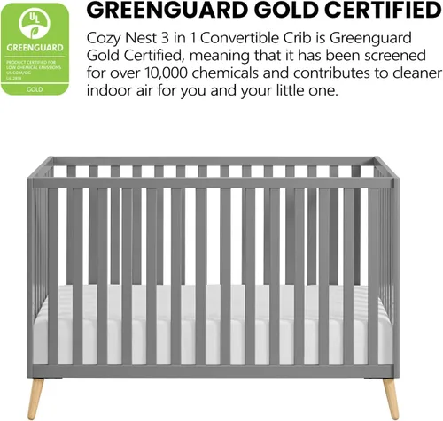 Vista 6 de Oxford Baby Cozy Nest - Cuna convertible isla, color gris paloma/natural