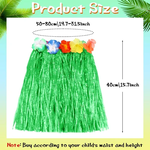 Vista 2 de 12 faldas hawaianas de hierba hula para niños para fiesta Luau, cumpleaños, vestido de graduación, espectáculos festivos, fiesta de celebración