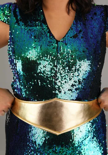 Vista 3 de Vestido de disfraz de sirena marina para mujer talla grande Multicolor