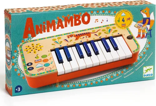 Vista 4 de DJECO Animambo - Sintetizador - Instrumento musical seguro para niños, lindo juguete musical educativo para habilidades motoras, creatividad