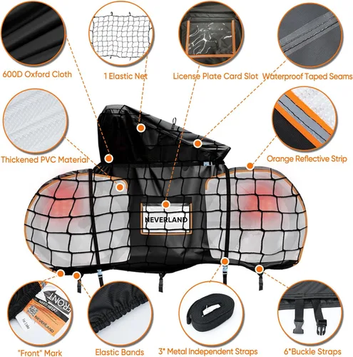 Vista 4 de NEVERLAND Funda para Bicicleta para Transporte en Portabicicletas - Funda Resistente 600D para Portabicicletas para 1 Bicicleta, Cubierta