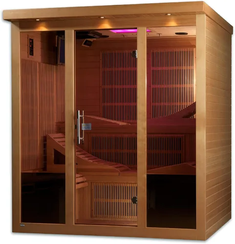 Vista 3 de DYNAMIC SAUNAS Golden Designs Monaco - Sauna de infrarrojos lejanos CEM para 6 personas cerca de cero (acabado natural)