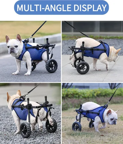 Vista 9 de Silla de ruedas ajustable para perros pequeños para patas traseras, rueda texturizada mejorada de 5.5 pulgadas, mascotas discapacitadas, soporte