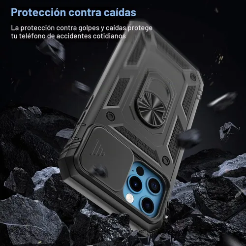 Vista 6 de Korecase Diseño para iPhone 12 Pro Max Kickstand Funda con cubierta de cámara de grado militar Caída de doble capa de cuerpo completo Protección a