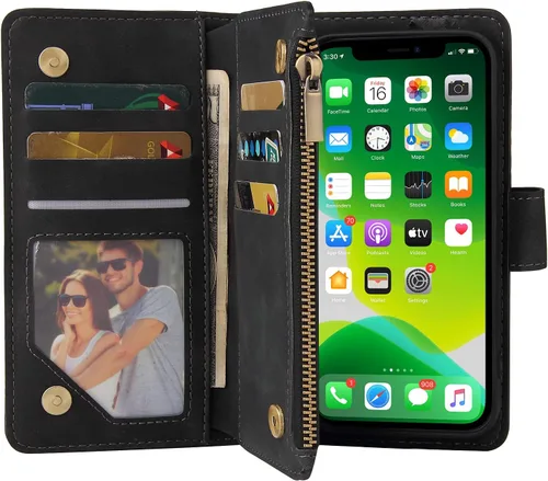 Vista 7 de Asuwish Funda compatible con iPhone 13 de 6.1 pulgadas, protector de pantalla de vidrio templado y funda magnética con tapa abatible, funda