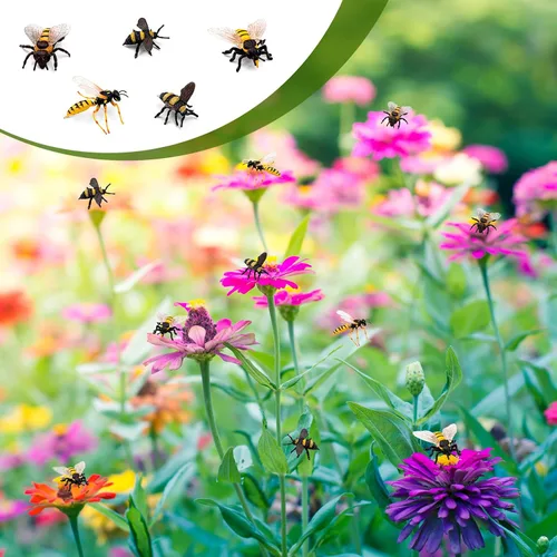 Vista 5 de RoundFunny Juego de 20 figuras de abeja de miel realistas, varios modelos de abejas, abejas falsas, colección educativa temprana de criaturas