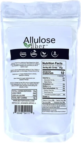 Vista 2 de BetterTaste Edulcorante de alulosa con fibra a base de plantas, cero calorías, apto para dieta cetogénica y vegano, alternativa al azúcar (2 libras)