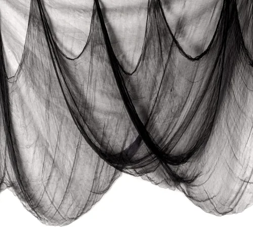 Vista 8 de Tela espeluznante de Halloween, 354 x 85 pulgadas, tela espeluznante para casas embrujadas, fiestas, puertas, exteriores e interiores, decoración