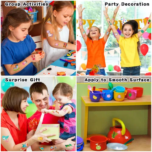 Vista 6 de Partywind 100 hojas (1150 estilos), tatuajes temporales para niños, rellenos de bolsas de golosinas, calcomanías de tatuaje falsas para niños
