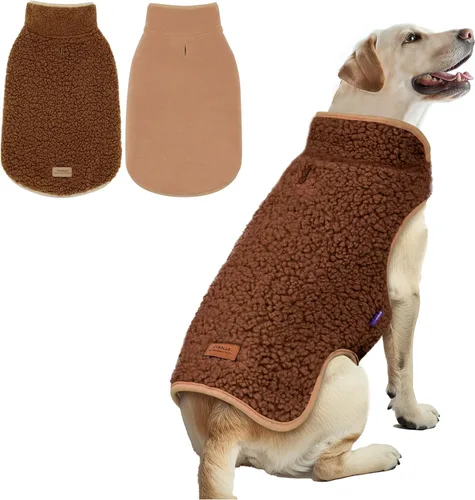 Vista 12 de cyeollo Sherpa - Abrigo reversible para perros pequeños, color rosa, talla S Warm Fleece Winter Sweater, Turtleneck Pet Vest, Adjustable Fit, Easy