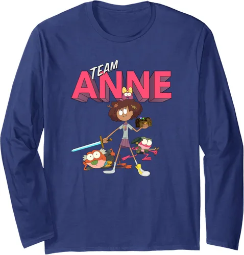 Vista 6 de Disney Channel Amphibia Team Anne - Camiseta de manga larga, Negro, S
