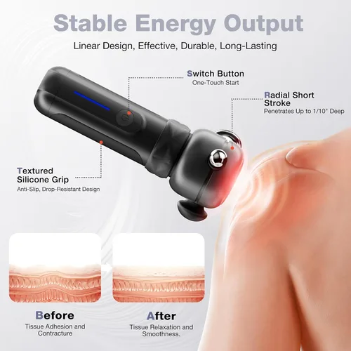 Vista 3 de HYAKO SE Pistola de masaje de terapia muscular, masajeador de vibración de tejido profundo, diseño no invasivo para cuidado de cuerpo completo