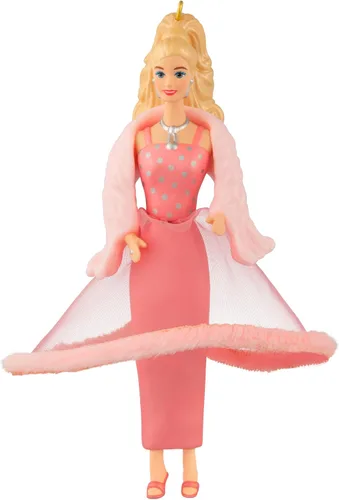 Vista 7 de Hallmark Keepsake Adorno navideño de recuerdo 2023, colección Barbie Pink, adorno de porcelana y tela de 2023, regalos para ella