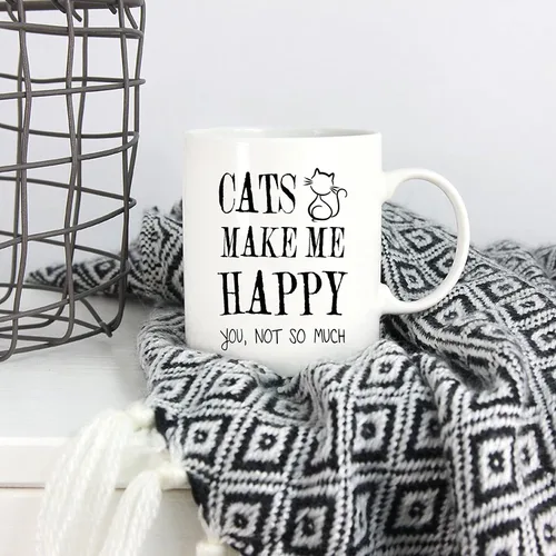 Vista 5 de 5Aup Taza de café divertida para amantes de los gatos, gatos me hacen feliz, no tantas tazas, regalos de Navidad para hombres y mujeres, 11 onzas