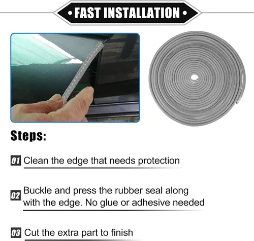 Vista 7 de Protector de borde de puerta de automóvil, 32.8 pies en forma de U, borde de goma, protector universal para automóvil, camión, ATV, barco