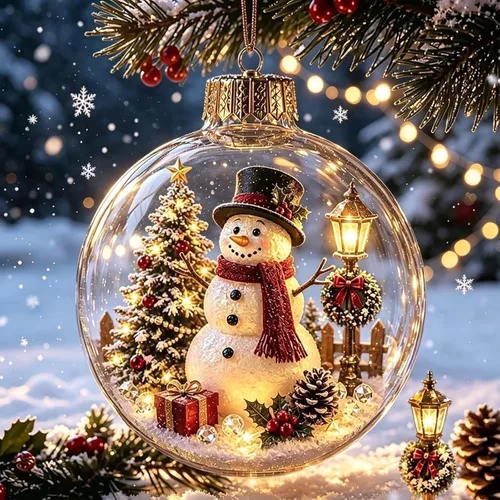 Vista 11 de Glowing Christmas Story Ornament – Resin Light Up Ball for Tree (A)