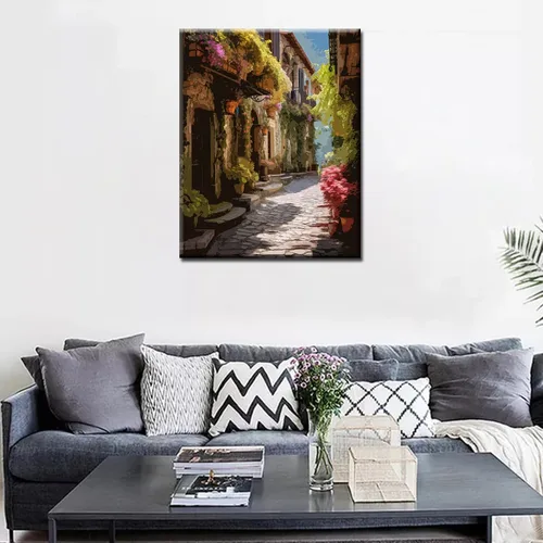 Vista 2 de Tucocoo Pintura de paisajes por números para adultos, lienzo de ciudad italiana, pintura al óleo de la ciudad, juego de pintura acrílica para colgar
