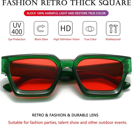 Vista 2 de AIEYEZO Gafas de sol cuadradas para mujeres y hombres, gafas de sol cuadradas con montura gruesa, estilo de diseñador simple