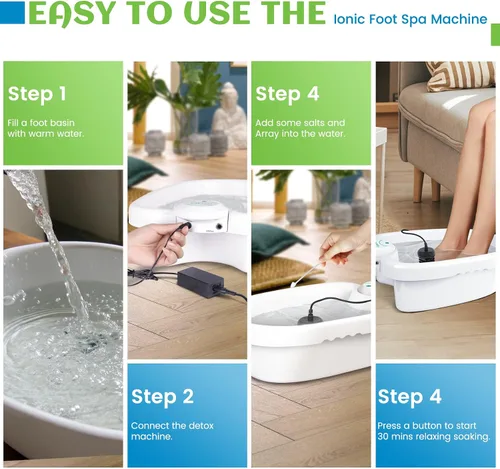 Vista 5 de Máquina de desintoxicación de baño de pies iónico, máquina de desintoxicación de pies, baño de spa iónico portátil para uso doméstico, 100 forros, 2
