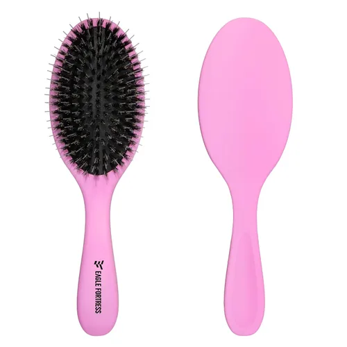 Vista 8 de Cepillo de cerdas de jabalí para mujeres, hombres y niños, cepillo desenredante para cabello grueso, adelgazamiento, seco o húmedo con alfileres