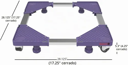 Vista 5 de Carretilla multiusos con 4 pies, ruedas giratorias de bloqueo, niveles y base ajustable para mover lavadora, secadora, electrodomésticos, capacidad