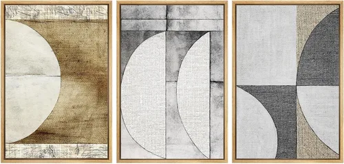Vista 45 de SIGNWIN Framed Canvas Print Wall Art Set Duotone Pastel Grunge Polygons Abstract Geometric Illustrations Minimalism Modern Art Decorative Boho for