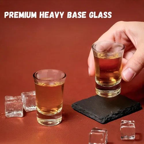 Vista 4 de A&A Wonders Juego de 8 vasos de chupito de 1.5 onzas con base pesada, juego de vasos de chupito con peso, para vasos de chupito de tequila de vodka
