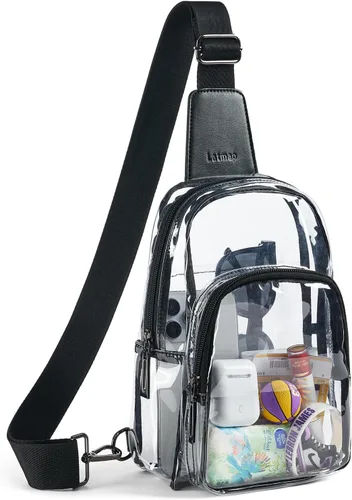 Vista 22 de LATMAP Bolsa transparente para eventos de estadio, bolso transparente para mujer, bolsa cruzada de estadio, bolsa transparente para conciertos