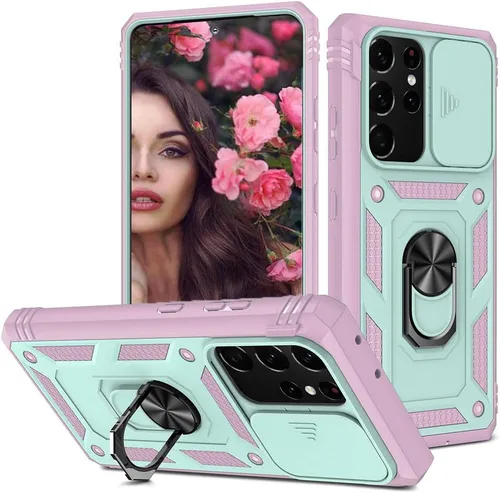 Vista 22 de Funda para Samsung Galaxy Note 20 Ultra 5G con ranura para tarjetero de cámara deslizante, grado militar, resistente, a prueba de golpes, funda