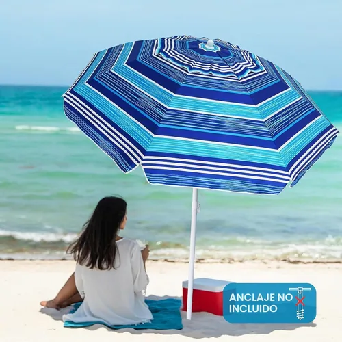 Vista 9 de AMMSUN Sombrilla de playa resistente de 6.5 pies para arena con inclinación y ventilación de aire, refugio solar, protección UV 50+, sombrillas