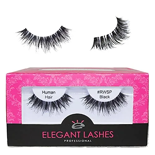 Vista 7 de Elegant Lashes #RWSP Black Pestañas postizas finas (cabello humano 100% natural de primera calidad)