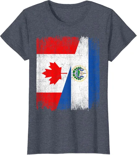 Vista 44 de Camiseta Half Canada El Salvador Flag Canadian Salvadoran Pride Roots