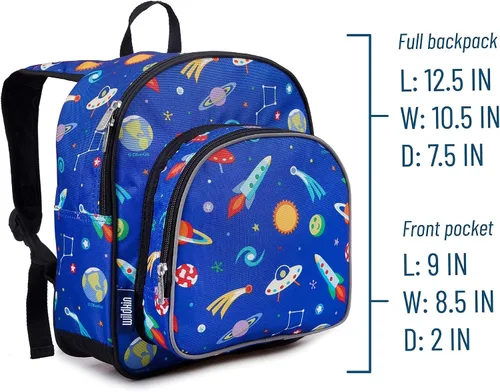 Vista 8 de Wildkin Mochila infantil de 12 pulgadas con moderna alfombrilla para siesta (fuera de este mundo)