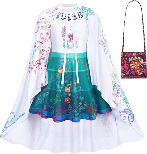 Vista 2 de WonderBabe Encanto Dress for Girls Mirabel Isabella Dolores Costume Princess Dress Cosplay Birthday Halloween Outfits