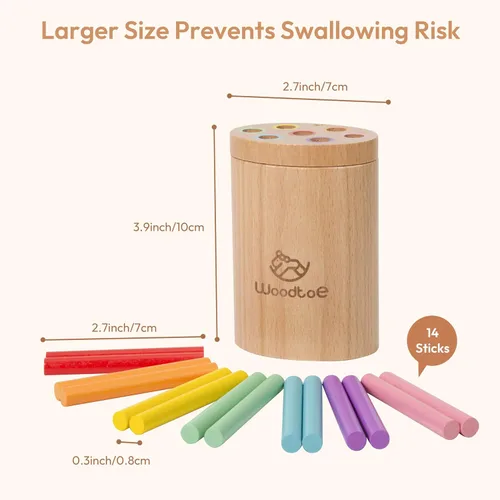 Vista 5 de Woodtoe Juguetes Montessori Sticks para niños de 1 a 3 años, juguetes de 18 meses, juguetes de aprendizaje de clasificación de 7 colores para niños